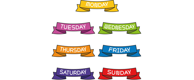 Dias da semana em inglês - Days of the week